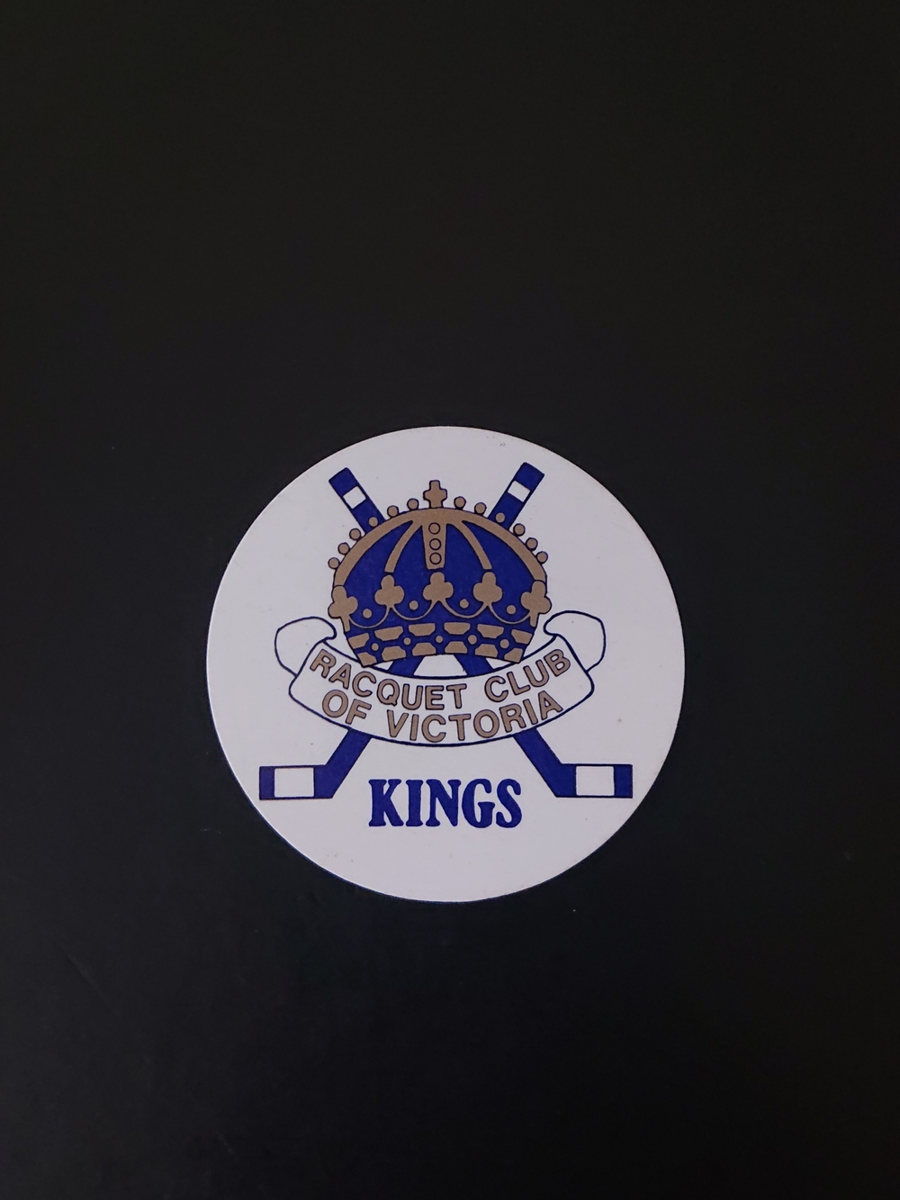 Vintage 2" Round Pin Button - Racquet Club of Victoria - Kings